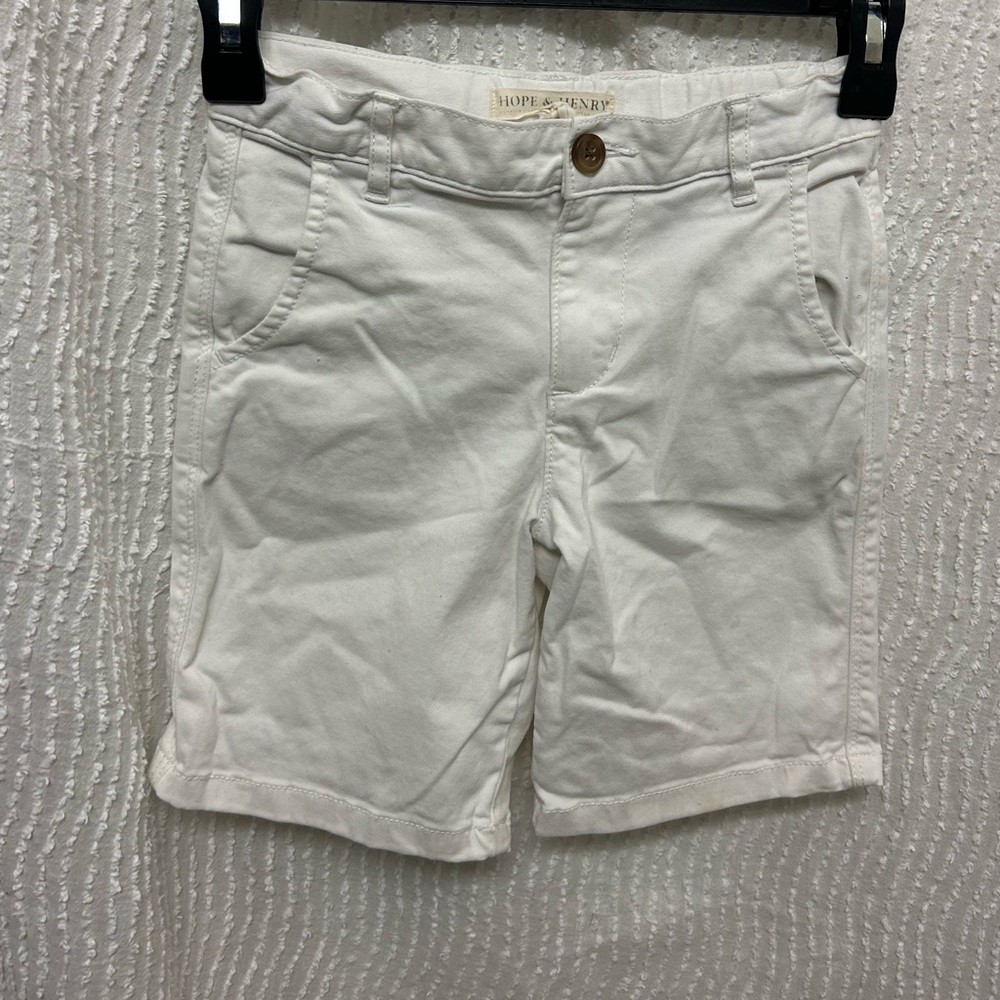 Kids White Denim Shorts Size 7 Hope & Henry Unisex